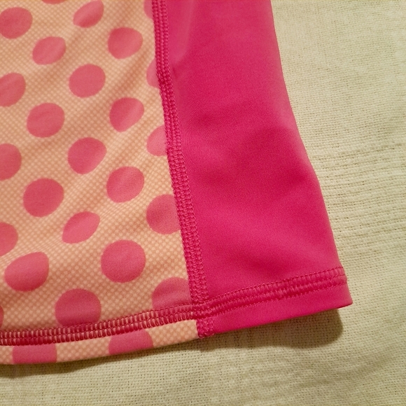 Lands End girls size 12 2 tone pink rash guard with polka dots design - Picture 2 of 4